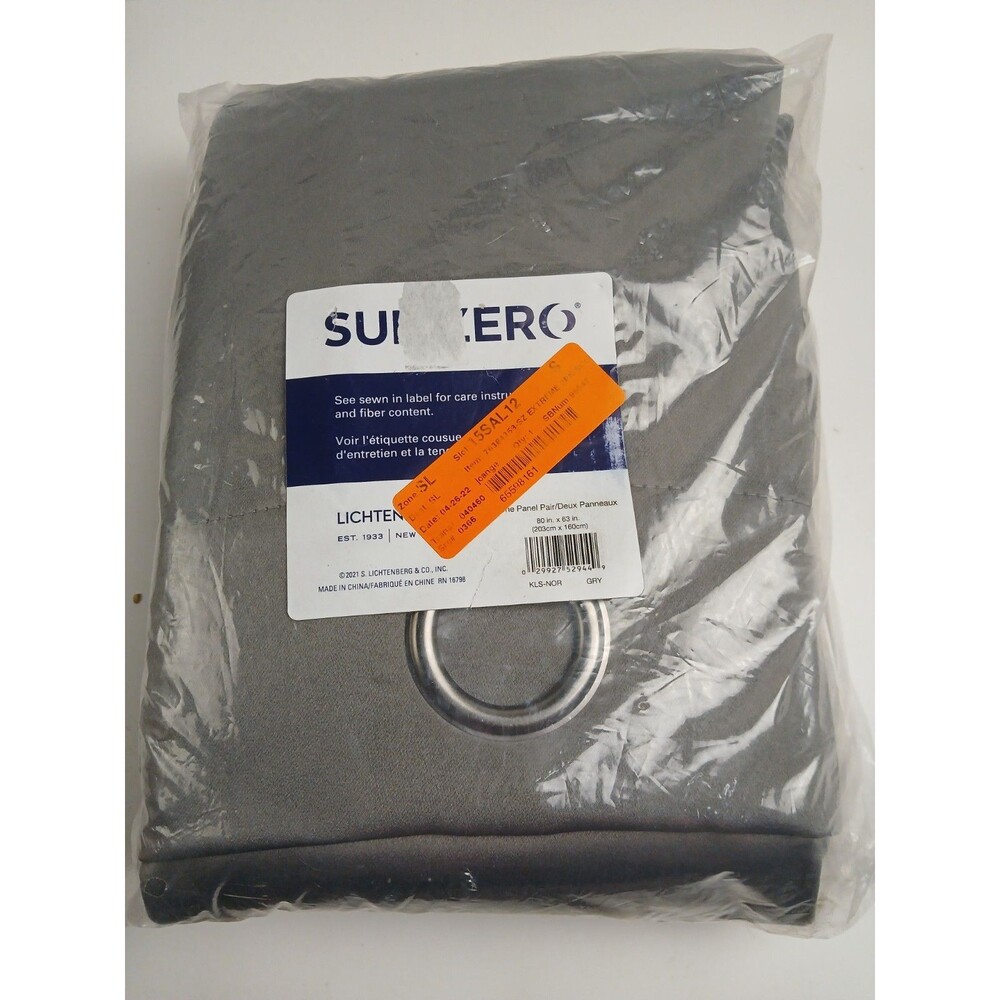 NEW Sun Zero Blackout 80 x 63 Grommet single curtain panel 'Gray' #CT21